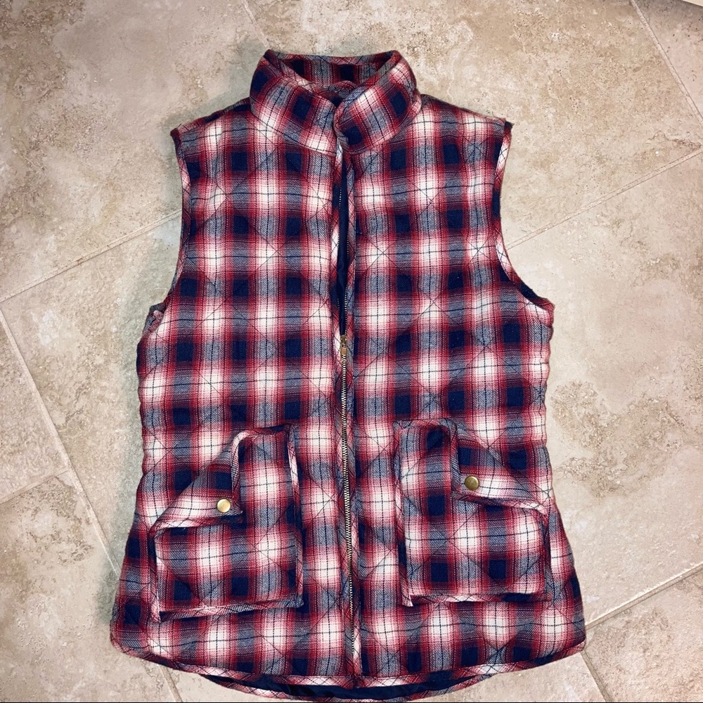 Red Plaid Orange Creek Vest